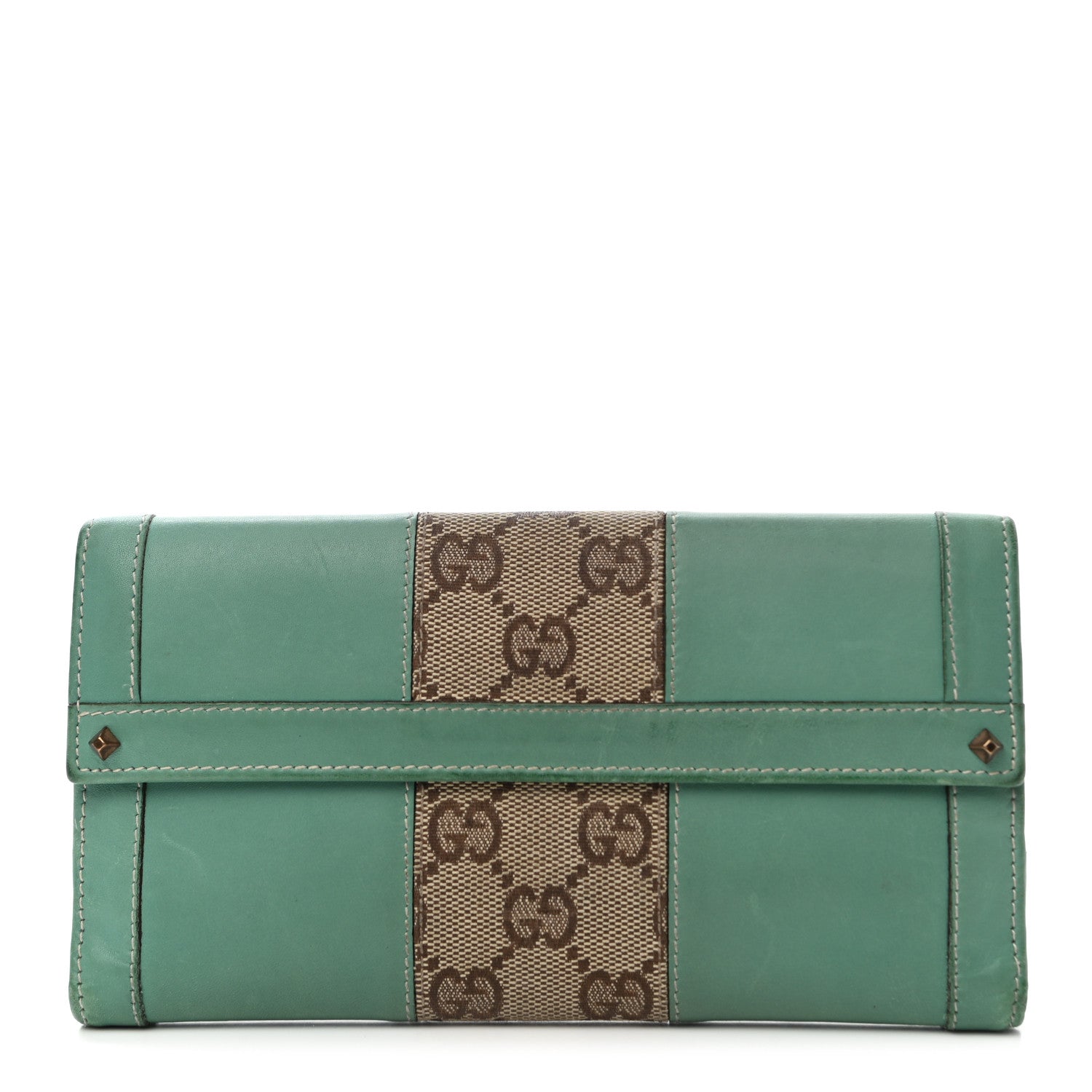 Gucci Calfskin Monogram Continental Wallet Green 1 of 14