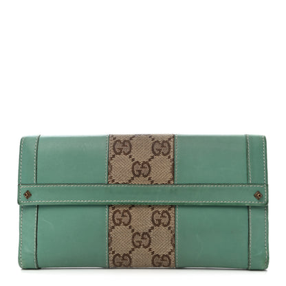 Gucci Calfskin Monogram Continental Wallet Green 1 of 14