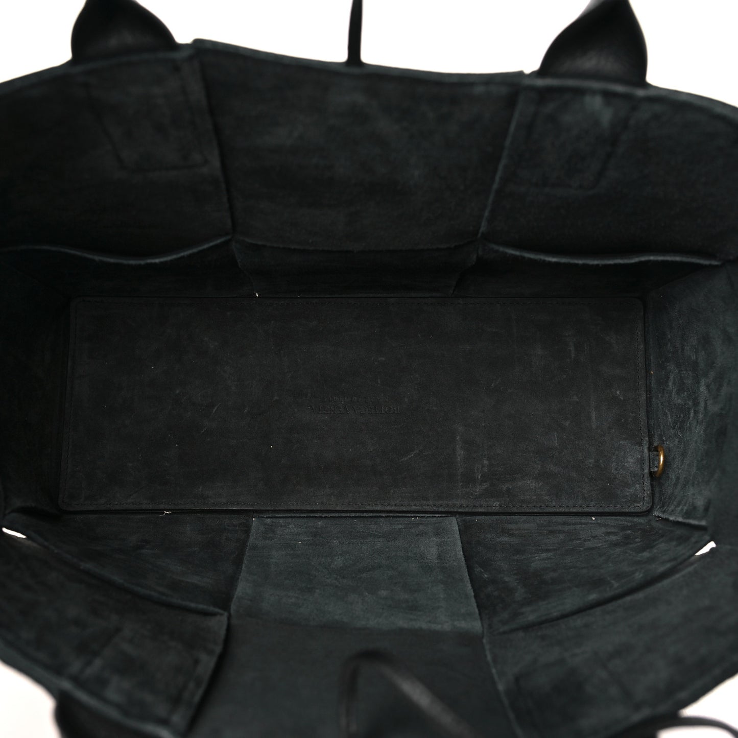 Grained Calfskin Intrecciato Small Arco Tote Black