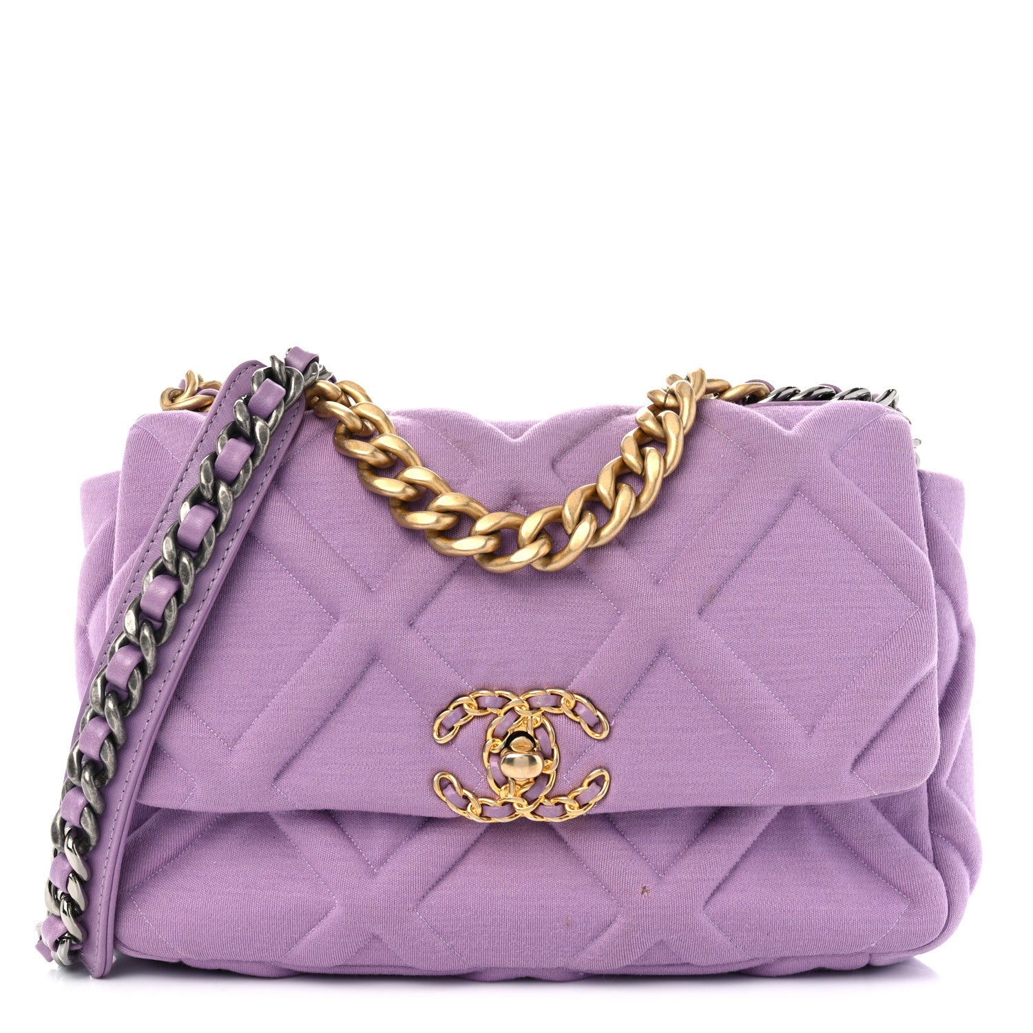 Chanel Jersey Lambskin Quilted Medium Chanel 19 Light Flap Purple 1 of 11