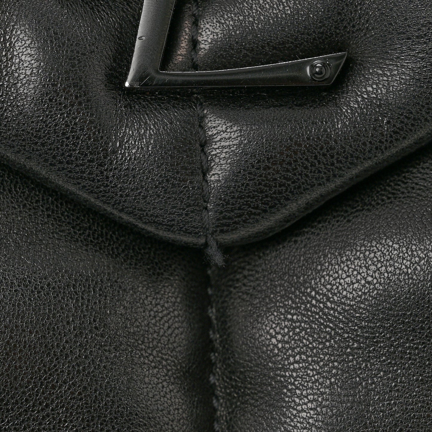 Lambskin Quilted Monogram Monochrome Medium Loulou Puffer Chain Satchel Black