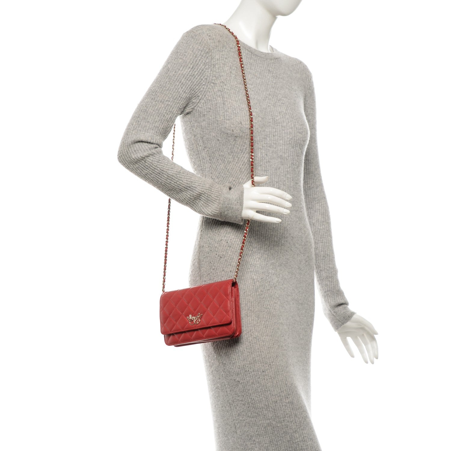 Chanel Lambskin Emoticon Wallet on Chain WOC Red 2 of 8