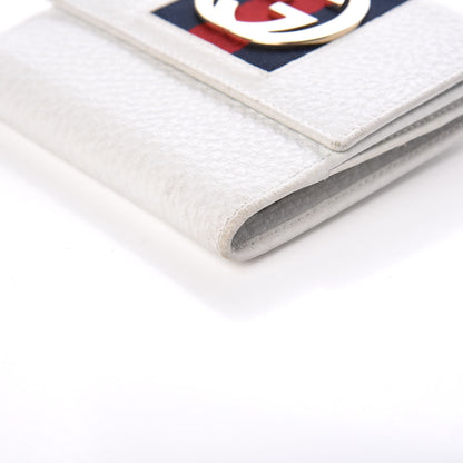 Gucci Pebbled Calfskin Web French Flap Wallet White 9 of 10