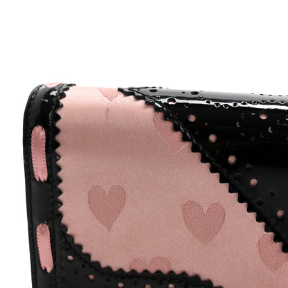 Christian Dior Satin Patent Heart D Trick Clutch Pink Black 9 of 14