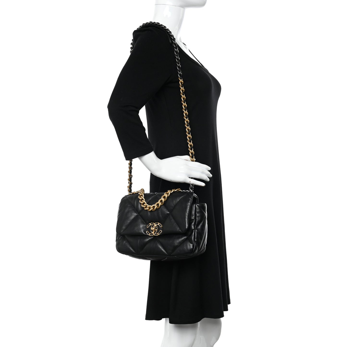 Lambskin Quilted Medium Chanel 19 Flap Black