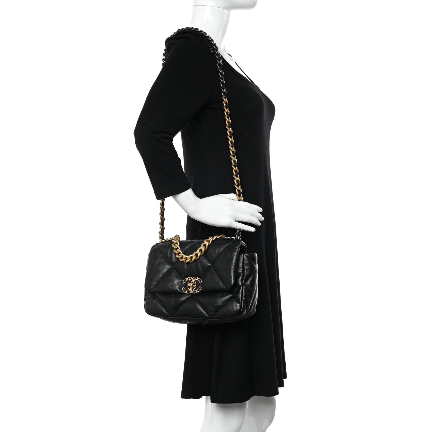 Chanel Lambskin Quilted Medium Chanel 19 Flap Black 2 of 11