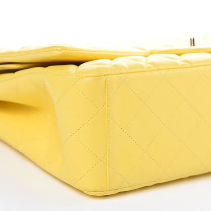 Chanel Lambskin Quilted Maxi Double Flap Yellow 8 of 12