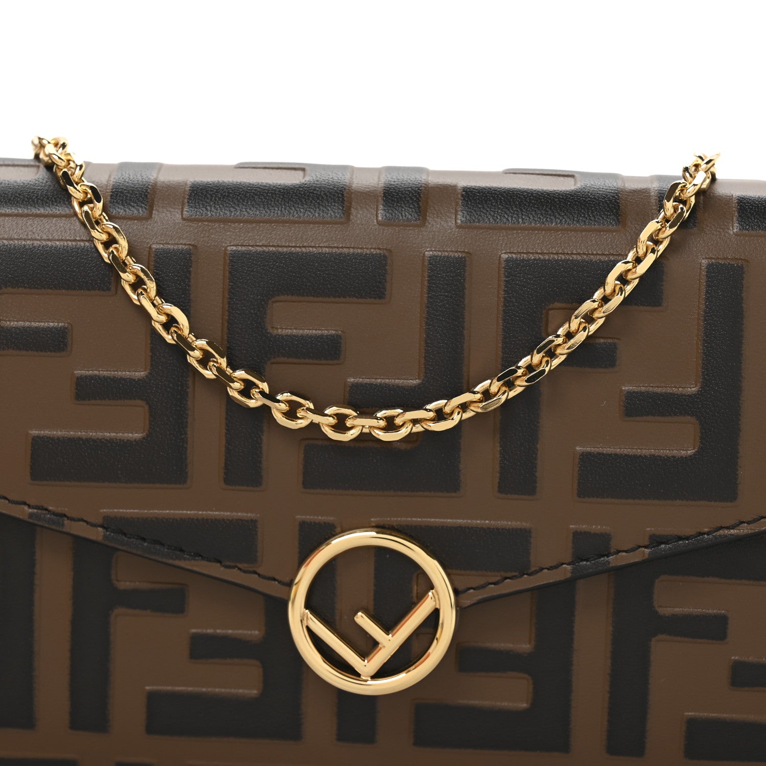 Fendi Vitello Soft F is Fendi Bi-Color FF 1974 Embossed Continental Envelope Wallet On Chain Maya Black 9 of 11