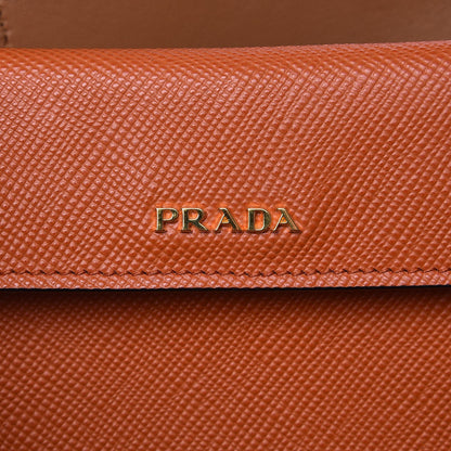 Prada Saffiano Cuir Medium Double Bag Papaya 6 of 10