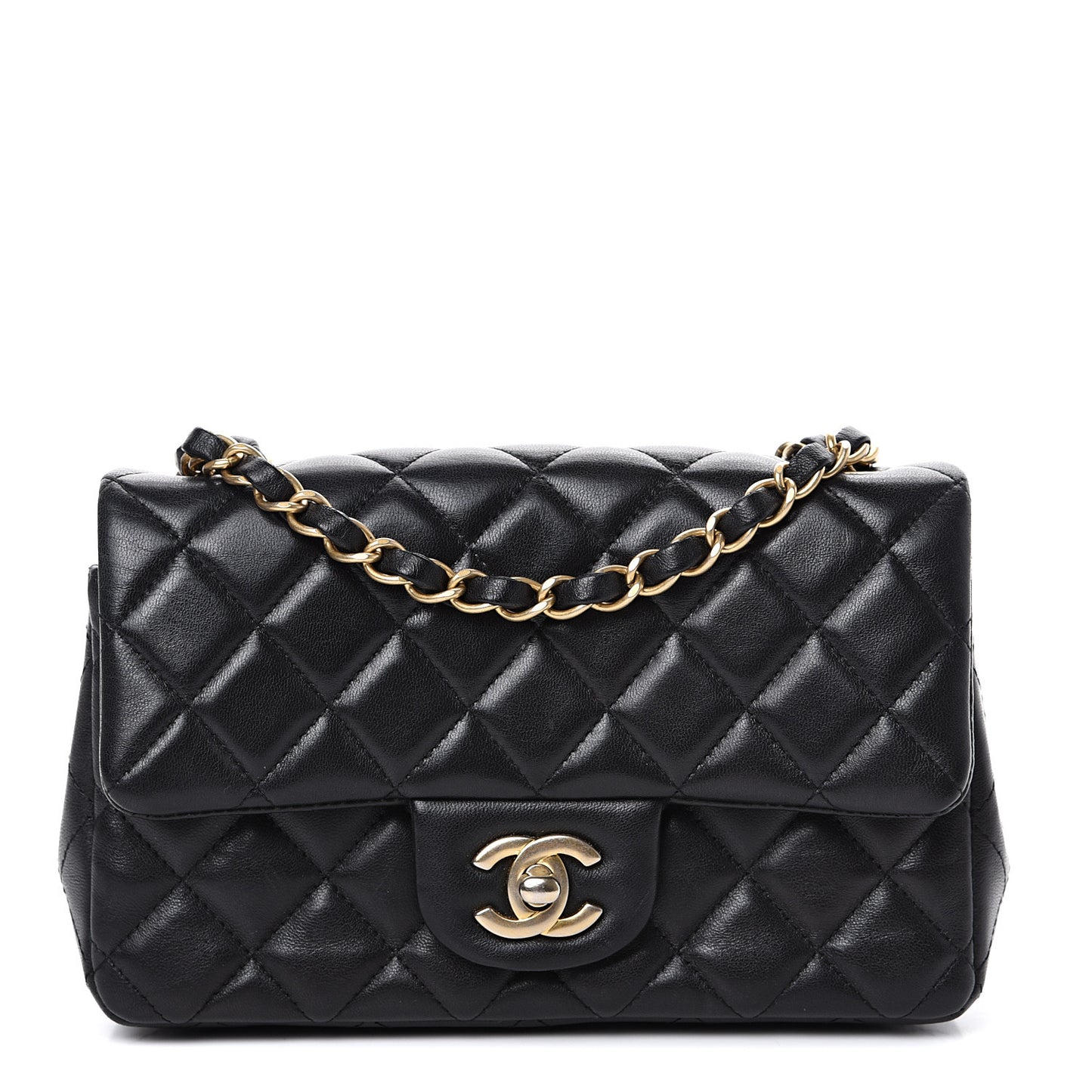Lambskin Quilted Mini Rectangular Flap Black