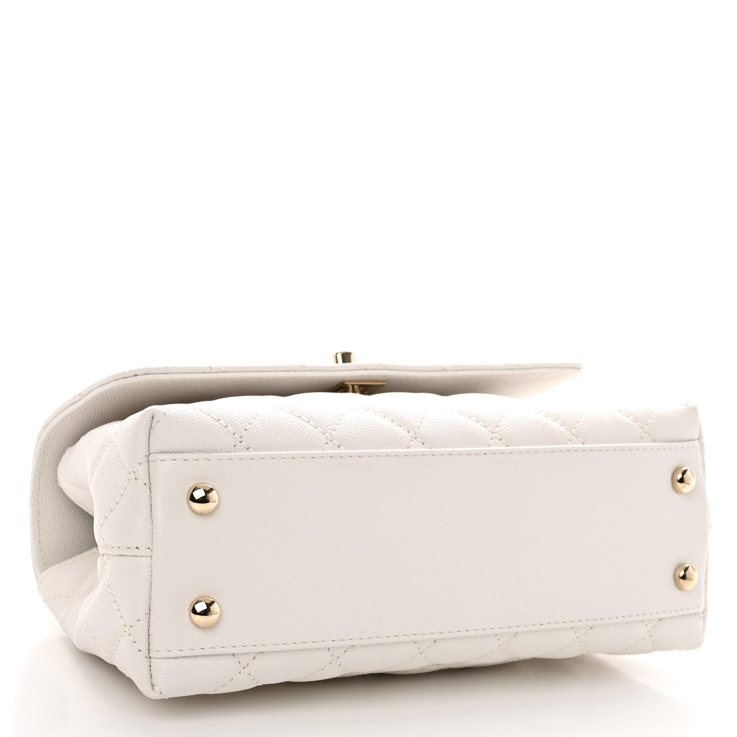 Caviar Quilted Mini Coco Handle Flap White