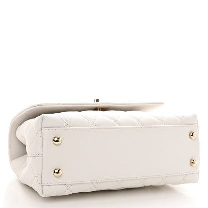 Chanel Caviar Quilted Mini Coco Handle Flap White 4 of 11