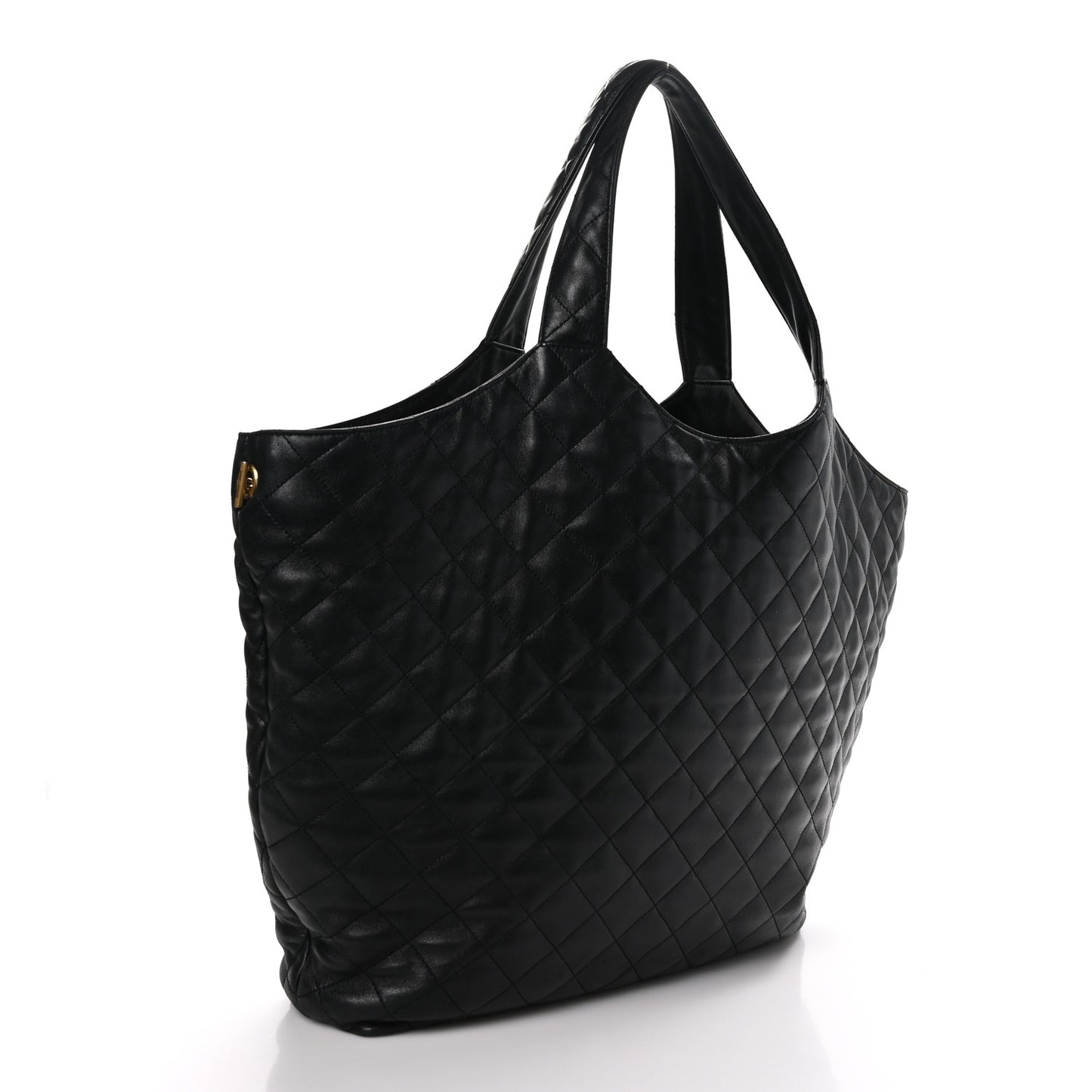 SAINT LAURENT Lambskin Quilted Maxi Icare Shopping Tote Black