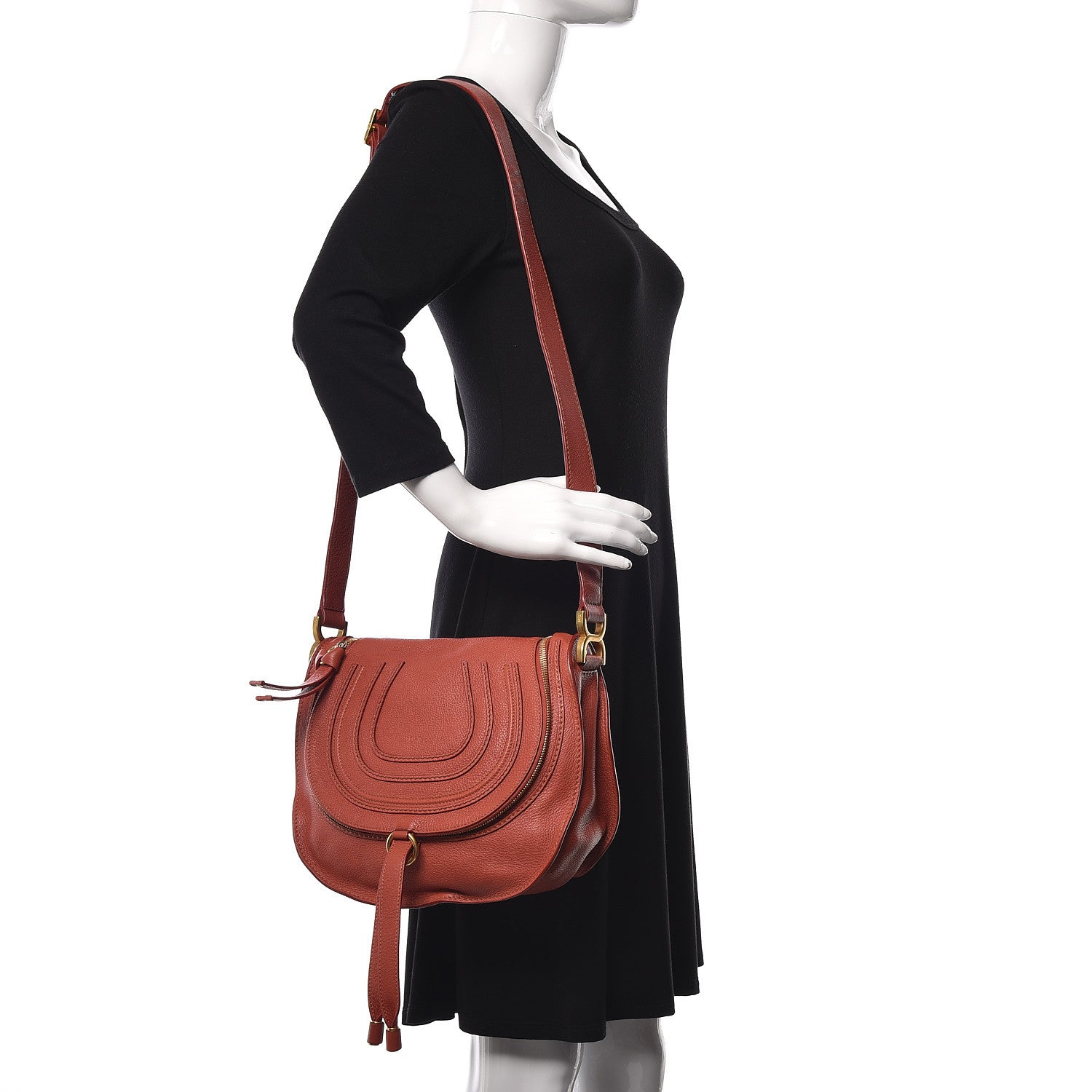 Chloe Calfskin Medium Marcie Round Zip Crossbody Bag Maple Leaf 2 of 9