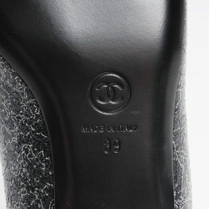 Chanel Metallic Crinkled Calfskin Pointed Toe Ballerina Flats 39 Dark Grey 6 of 6