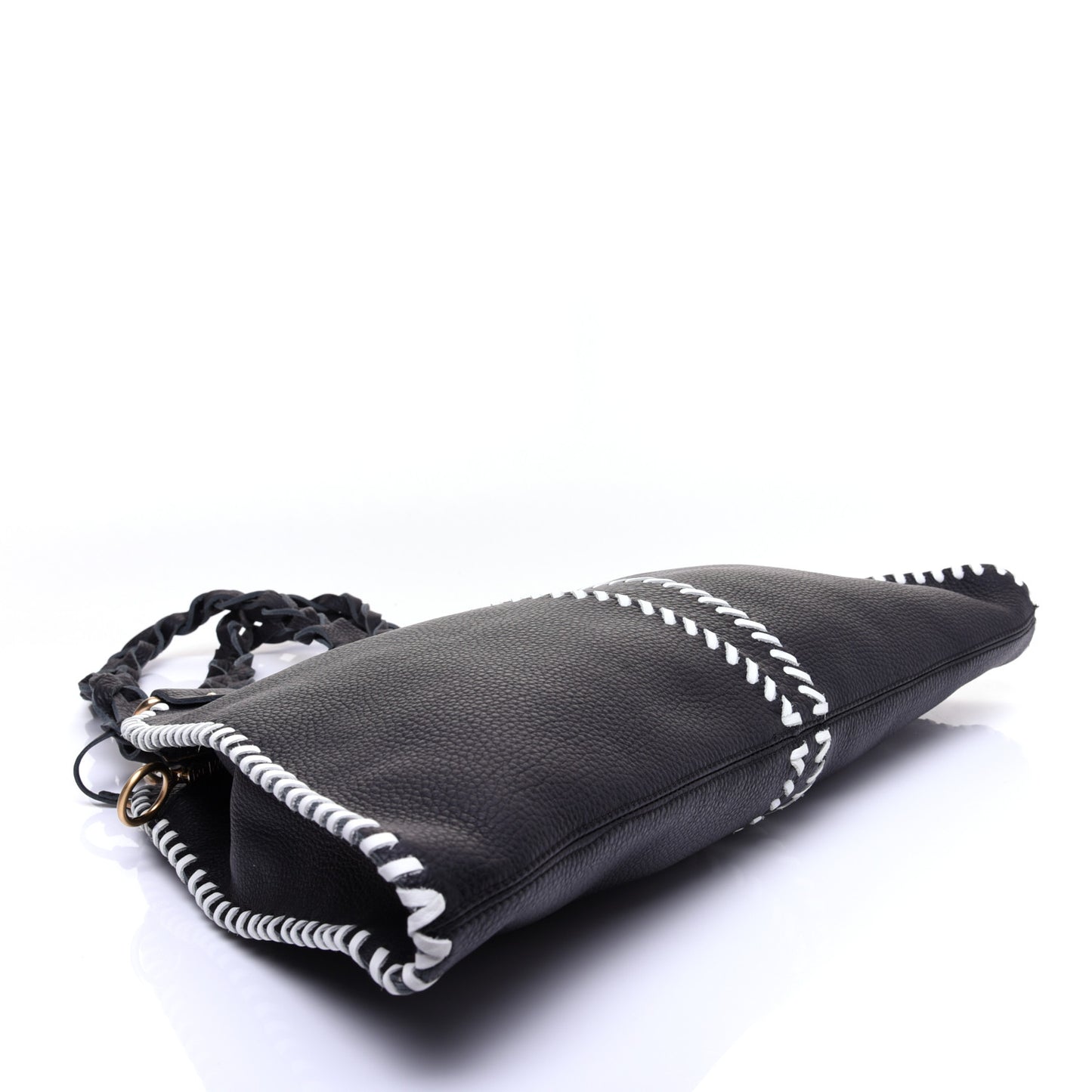 Grained Calfskin Large Devil Trapezio Tote Black