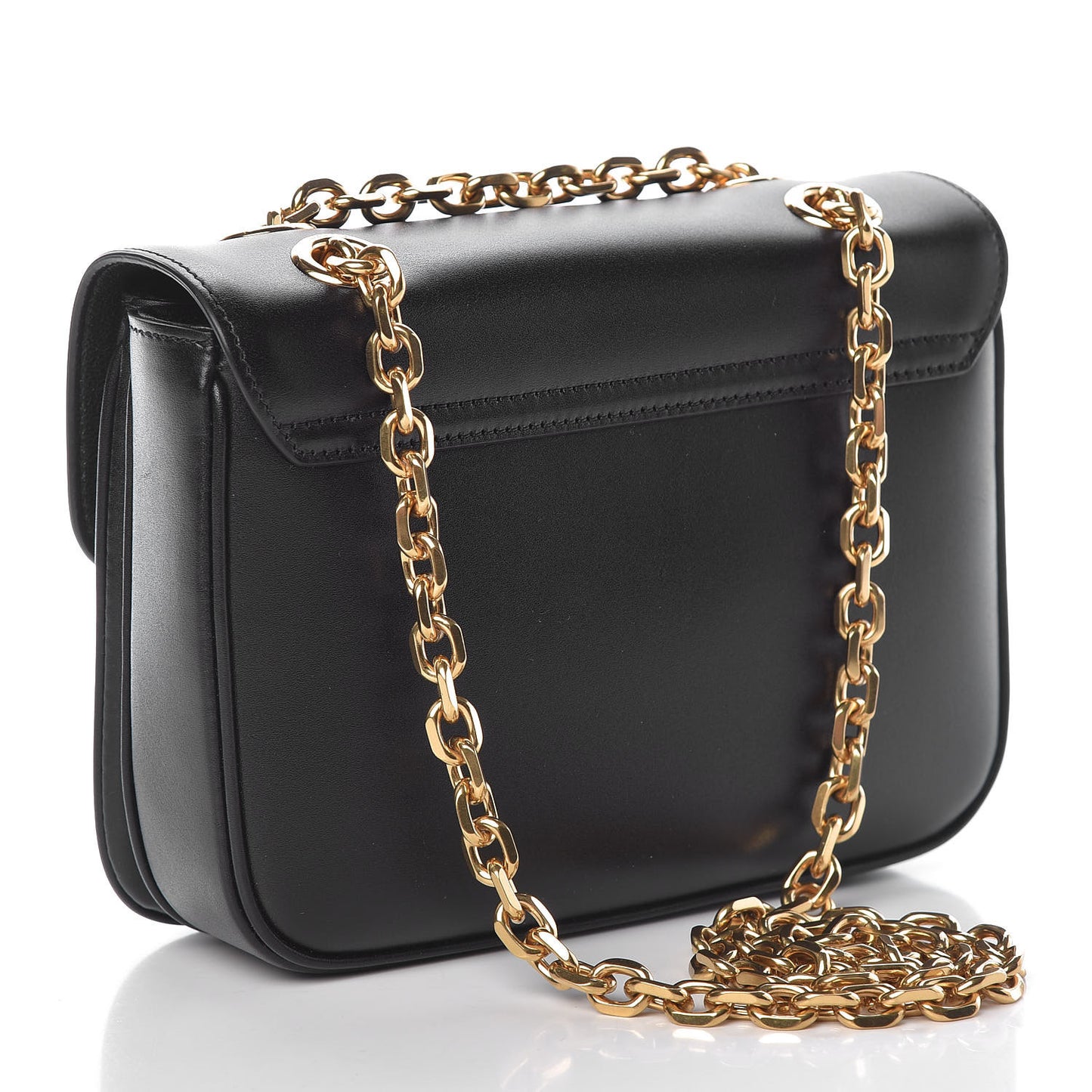 Shiny Calfskin Small C Bag Black