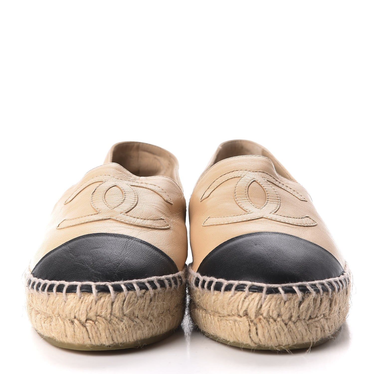 Chanel Lambskin CC Espadrilles 36 Beige Black 3 of 8