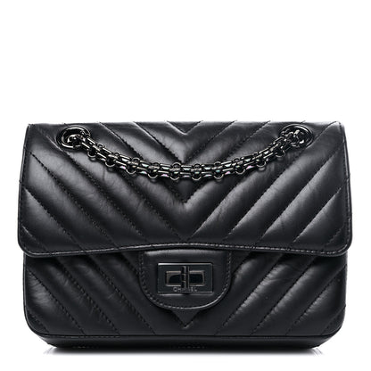 Chanel Aged Calfskin Chevron Quilted 2.55 Reissue Mini Flap So Black 1 of 10