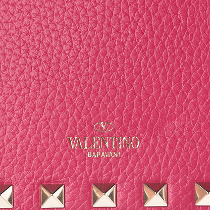 Valentino Garavani Pebbled Calfskin Rockstud Envelope Wallet on Chain Disco Pink 7 of 9
