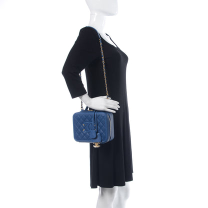 Chanel Caviar Quilted Medium CC Filigree Vanity Case Dark Blue 2 of 10