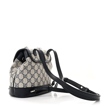 Gucci GG Supreme Monogram Textured Dollar Calfskin Web Mini Chain Drawstring Backpack Beige Blue Black 3 of 10