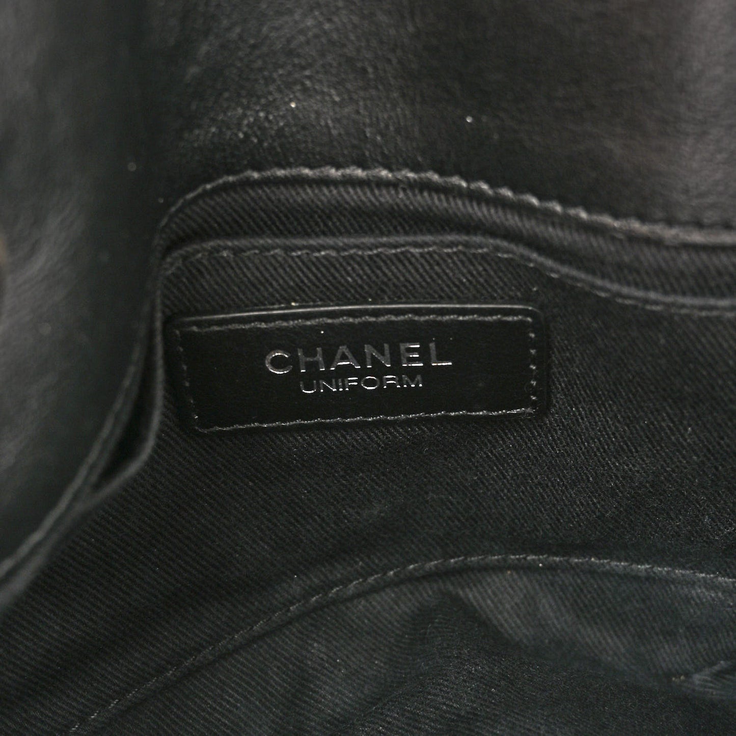 Calfskin Quilted CC Uniform Flap Belt Bag Black