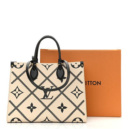 Louis Vuitton Empreinte Monogram Giant Broderies Onthego MM Cream Black 8 of 8