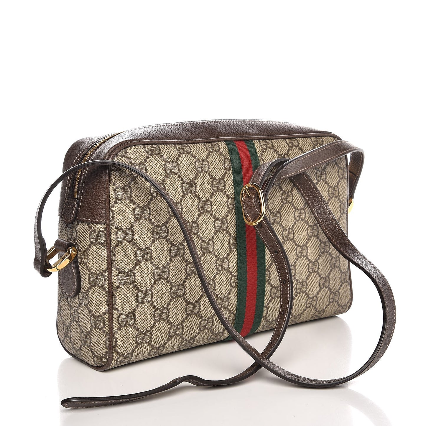 GG Supreme Monogram Web Small Ophidia Shoulder Bag Brown
