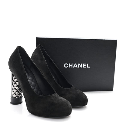 Chanel Suede Calfskin CC Pumps 40.5 Black 8 of 8