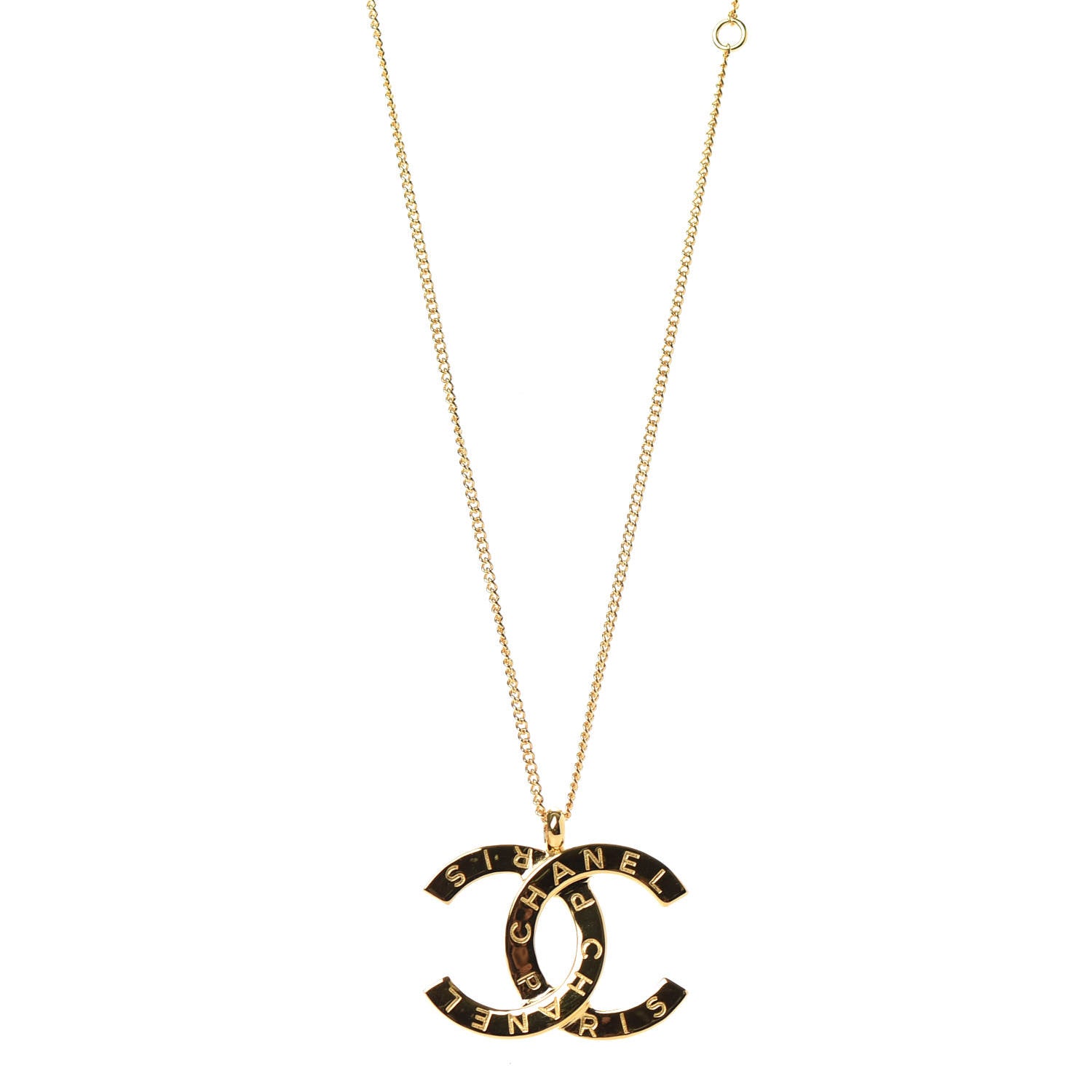 Chanel Metal CC Paris Button Necklace Gold 1 of 6