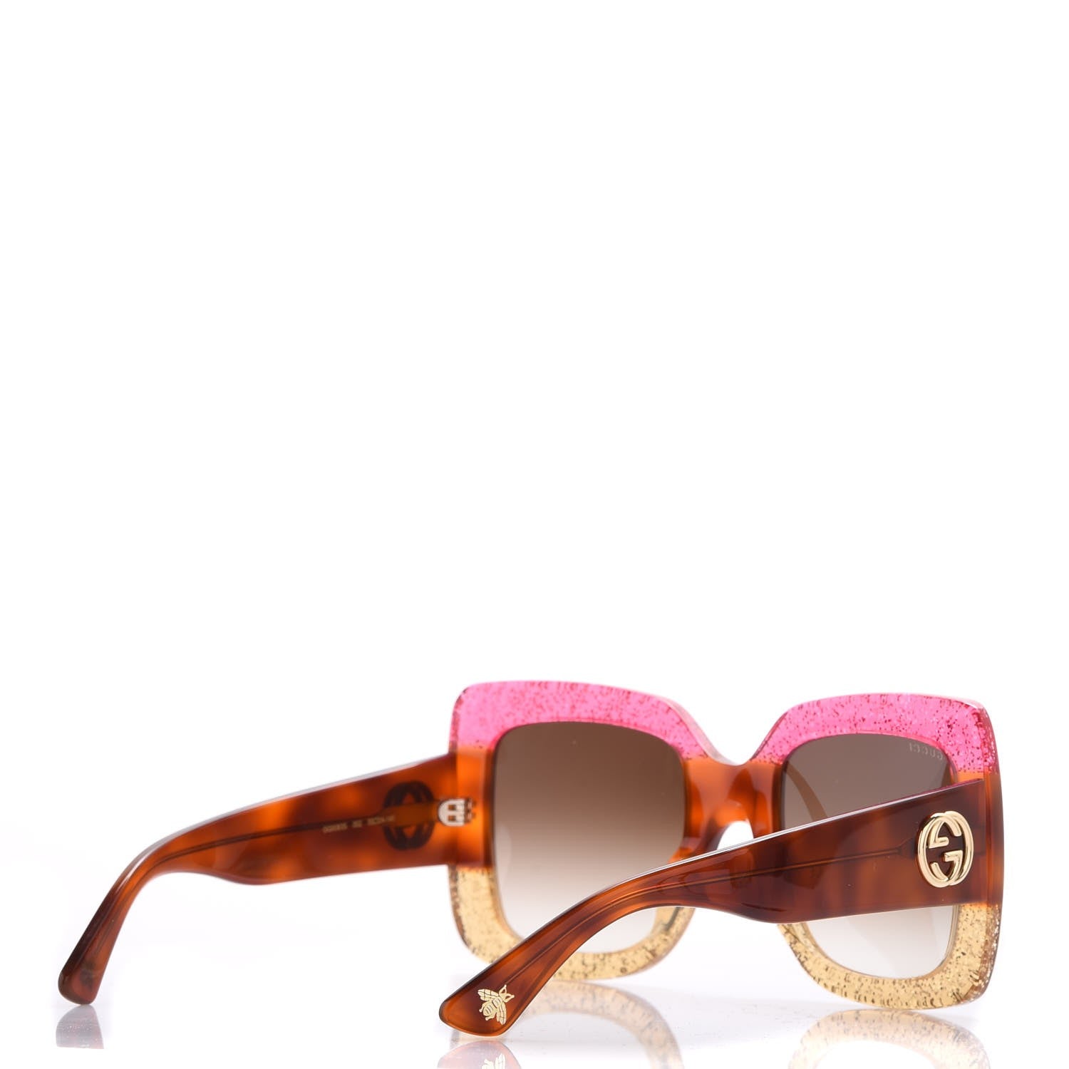 Gucci Square Frame GG0083S Sunglasses Glitter Pink Multi 4 of 10