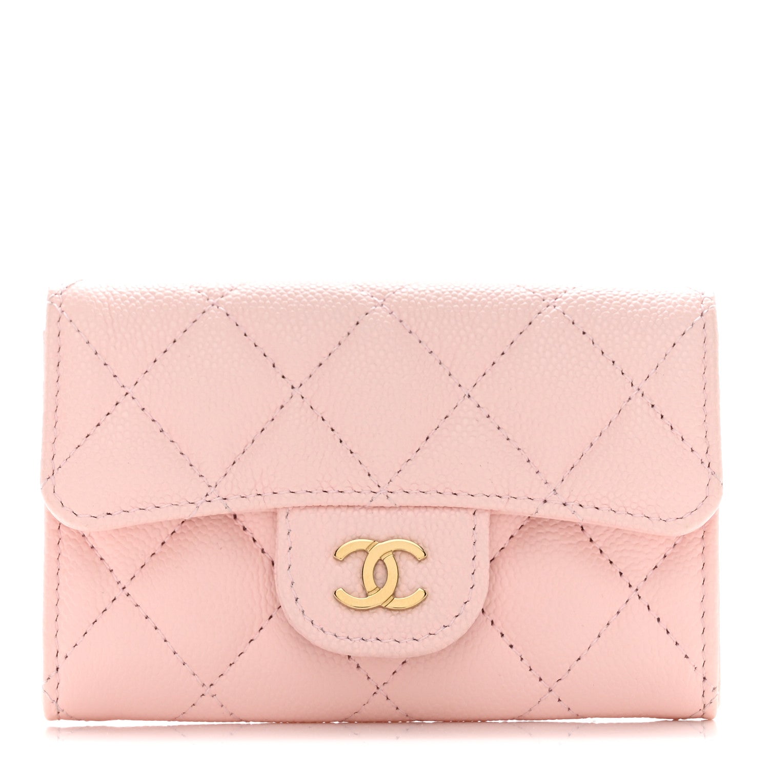 Chanel Caviar Quilted Flap Card Holder Wallet Light Pink 1 of 9