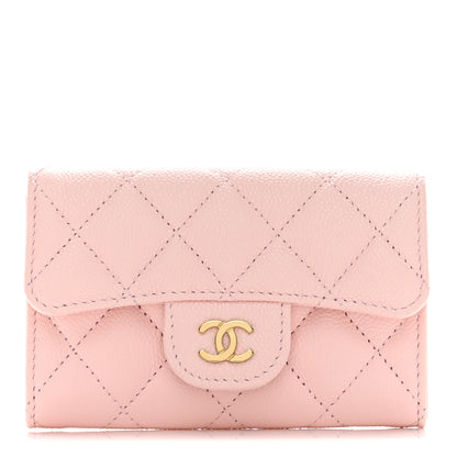 Chanel Caviar Quilted Flap Card Holder Wallet Light Pink 1 of 9