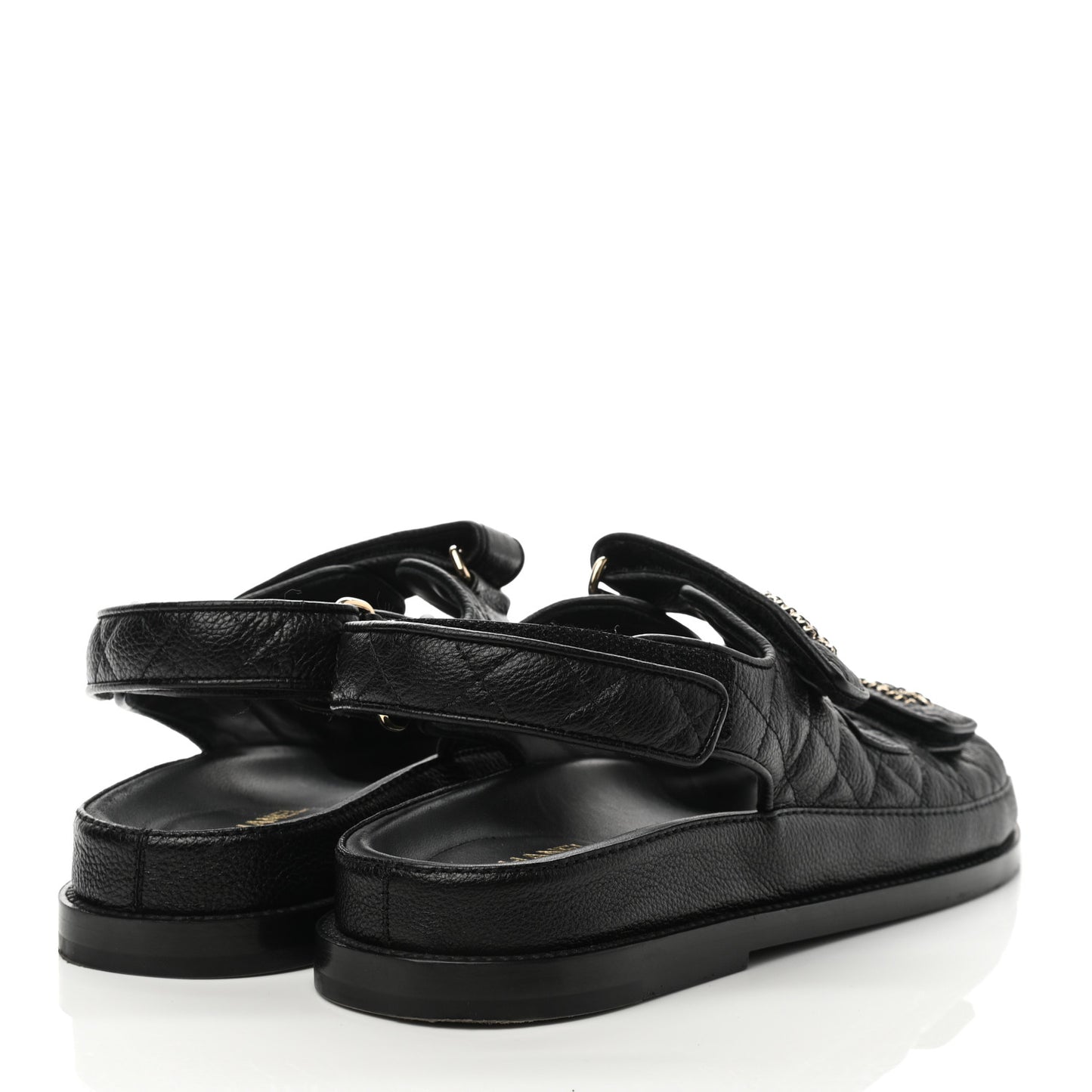 Grained Calfskin Velcro Dad Sandals 39 Black