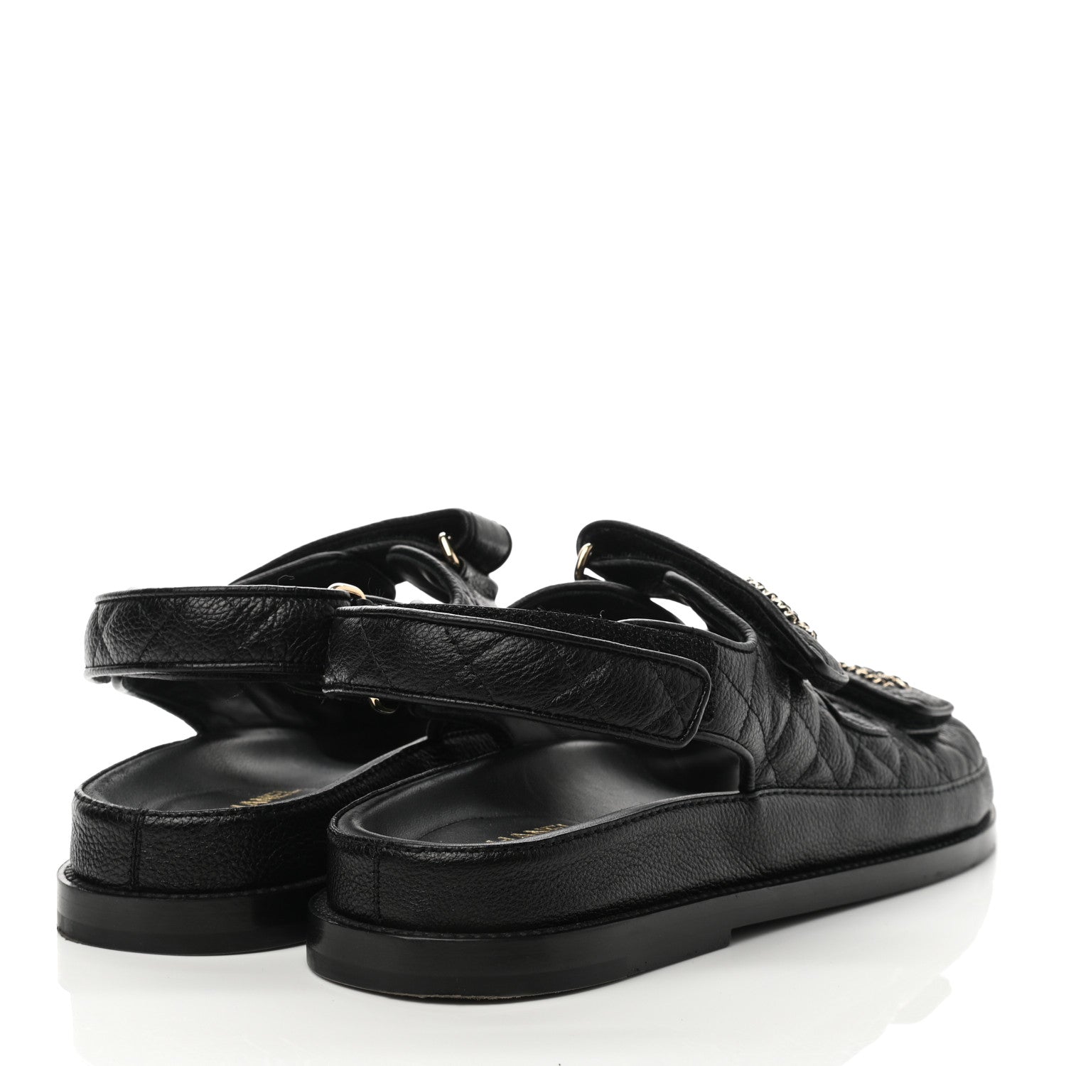 Chanel Grained Calfskin Velcro Dad Sandals 39 Black 4 of 10