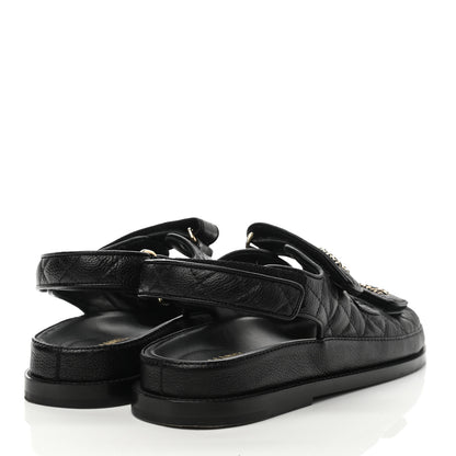 Chanel Grained Calfskin Velcro Dad Sandals 39 Black 4 of 10