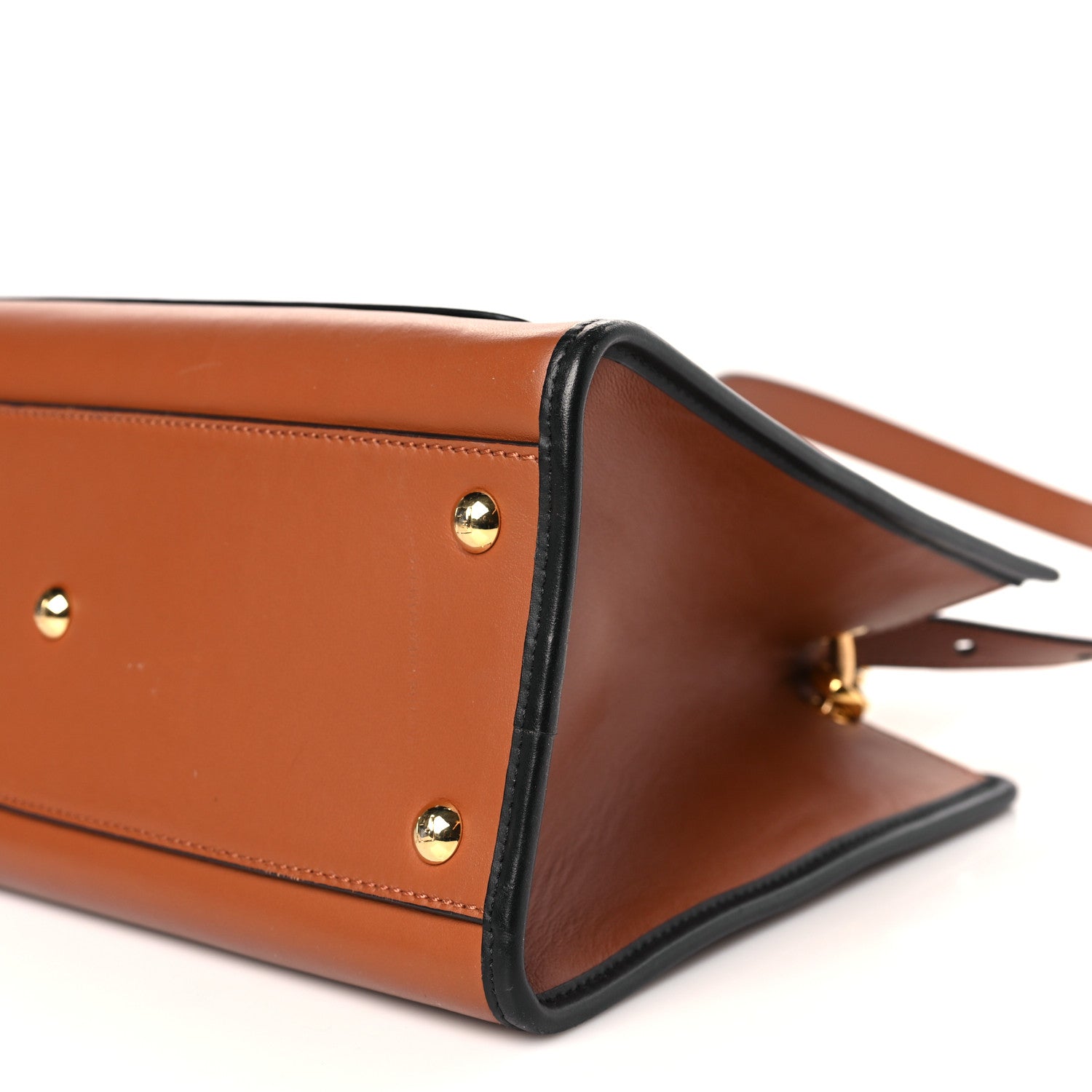 Fendi Vitello Century Opaco F is Fendi Bi-Color Small Runaway Satchel Corteccia Black 10 of 10