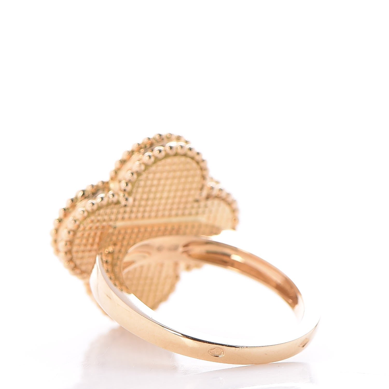 Van Cleef & Arpels 18K Yellow Gold Mother of Pearl Magic Alhambra Ring 56 7.75 3 of 5