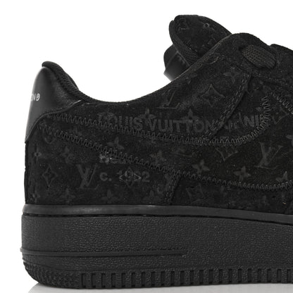 Louis Vuitton X NIKE AIR FORCE 1 Suede Calfskin Monogram Mens Low Top Sneakers 8 Black 11 of 12