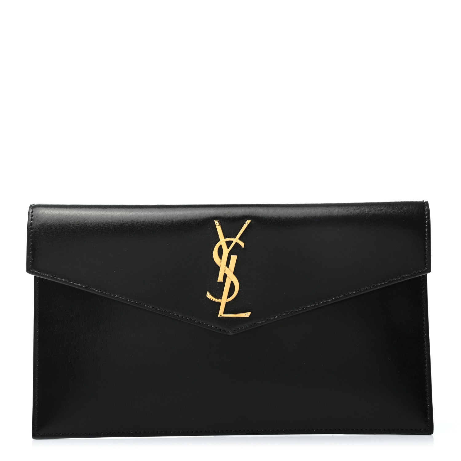 Saint Laurent Smooth Shiny Calfskin Monogram Uptown Pouch Black 1 of 14