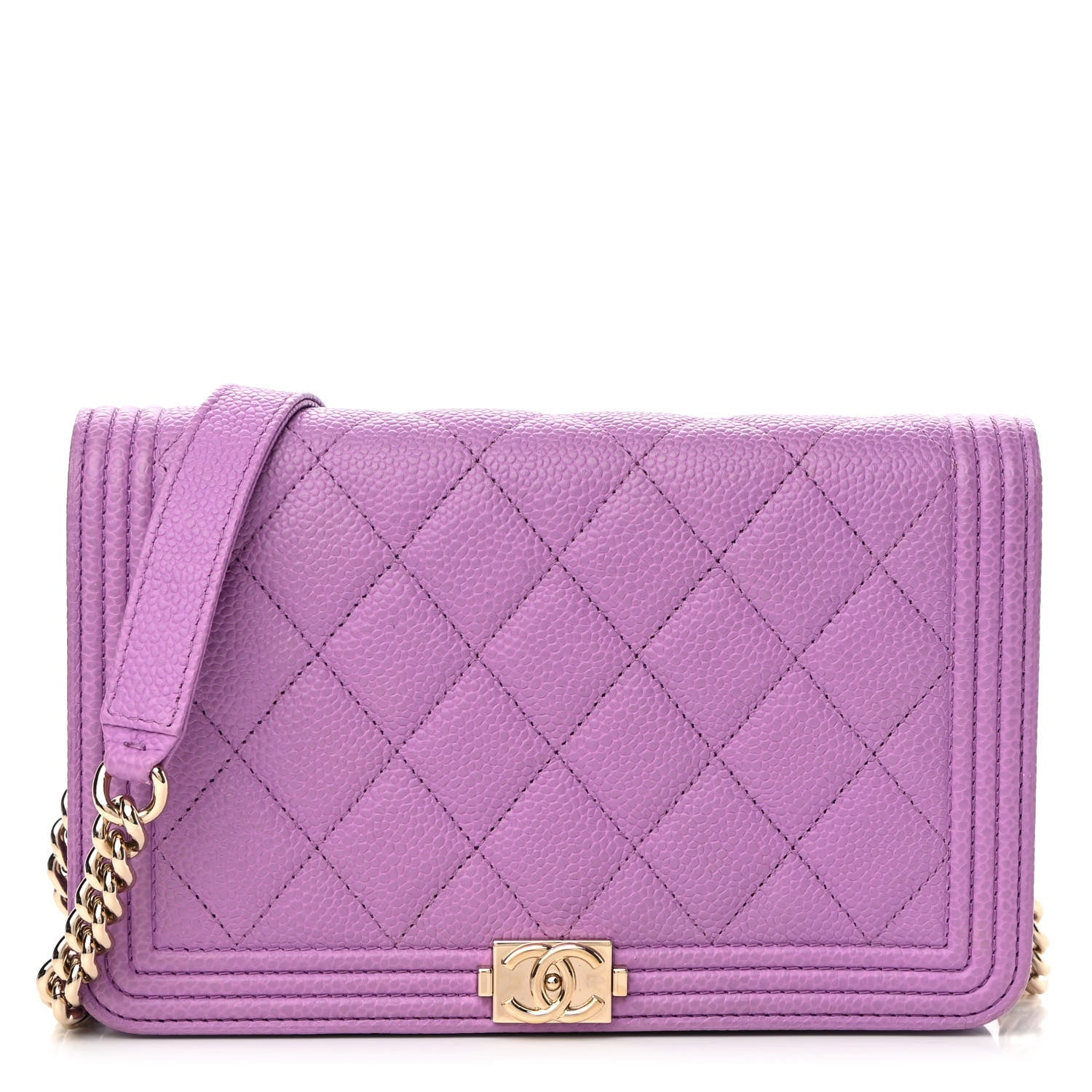 Chanel Caviar Quilted Boy Wallet On Chain WOC Purple 1 of 14