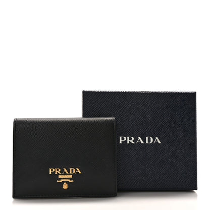 Prada Saffiano Metal Bi-Fold Wallet Black 9 of 9