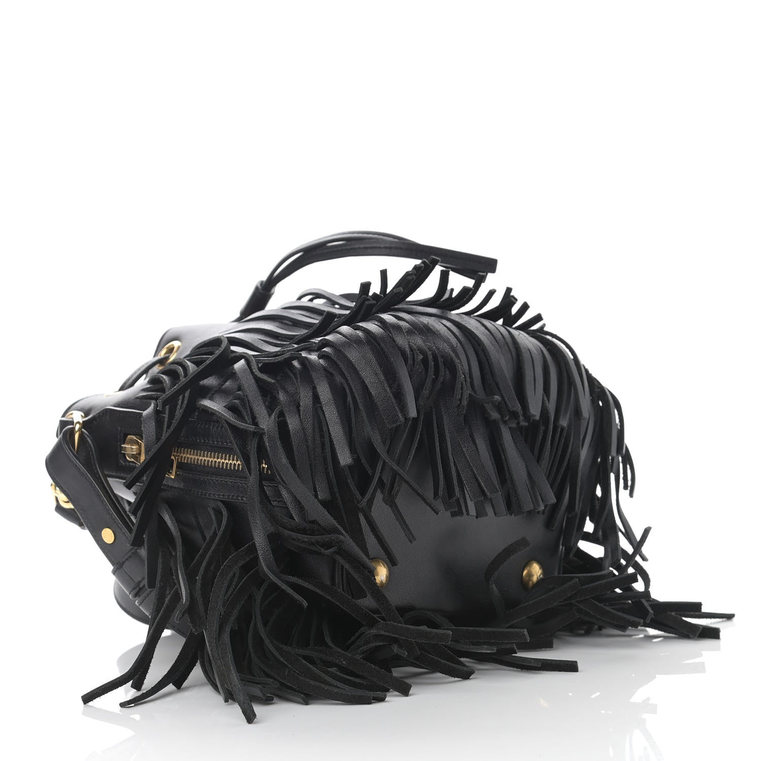 Saint Laurent Calfskin Small Emmanuelle Fringe Hobo Bag Black 3 of 12