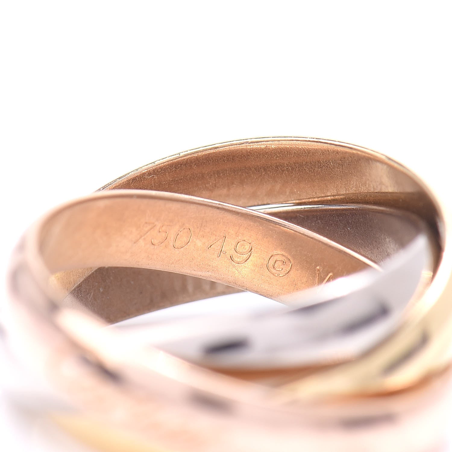 Cartier 18K Pink Yellow White Gold Classic Trinity Ring 49 4.75 4 of 4