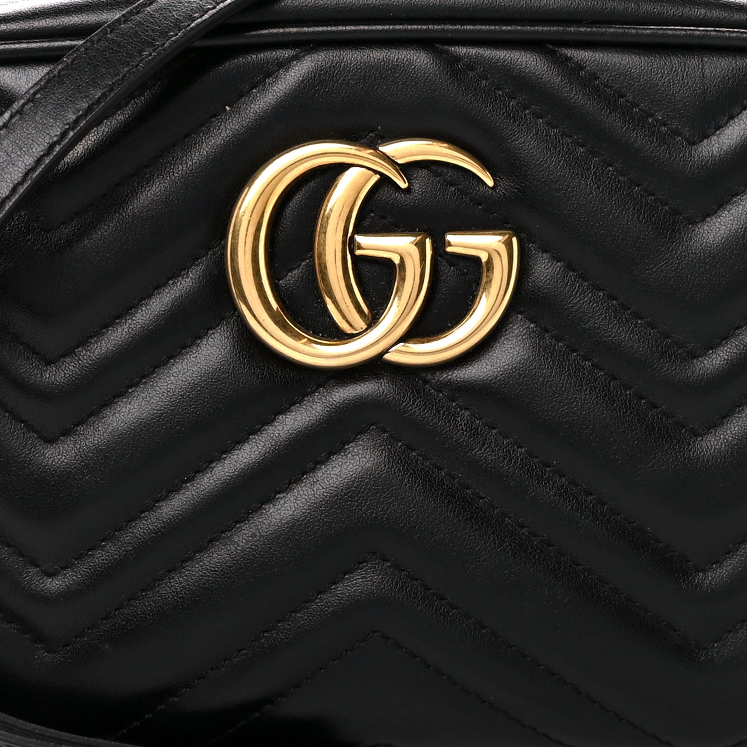 Gucci Calfskin Matelasse Small GG Marmont Chain Shoulder Bag Black 9 of 11