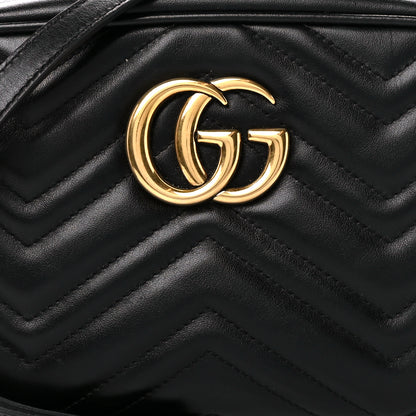 Gucci Calfskin Matelasse Small GG Marmont Chain Shoulder Bag Black 9 of 11