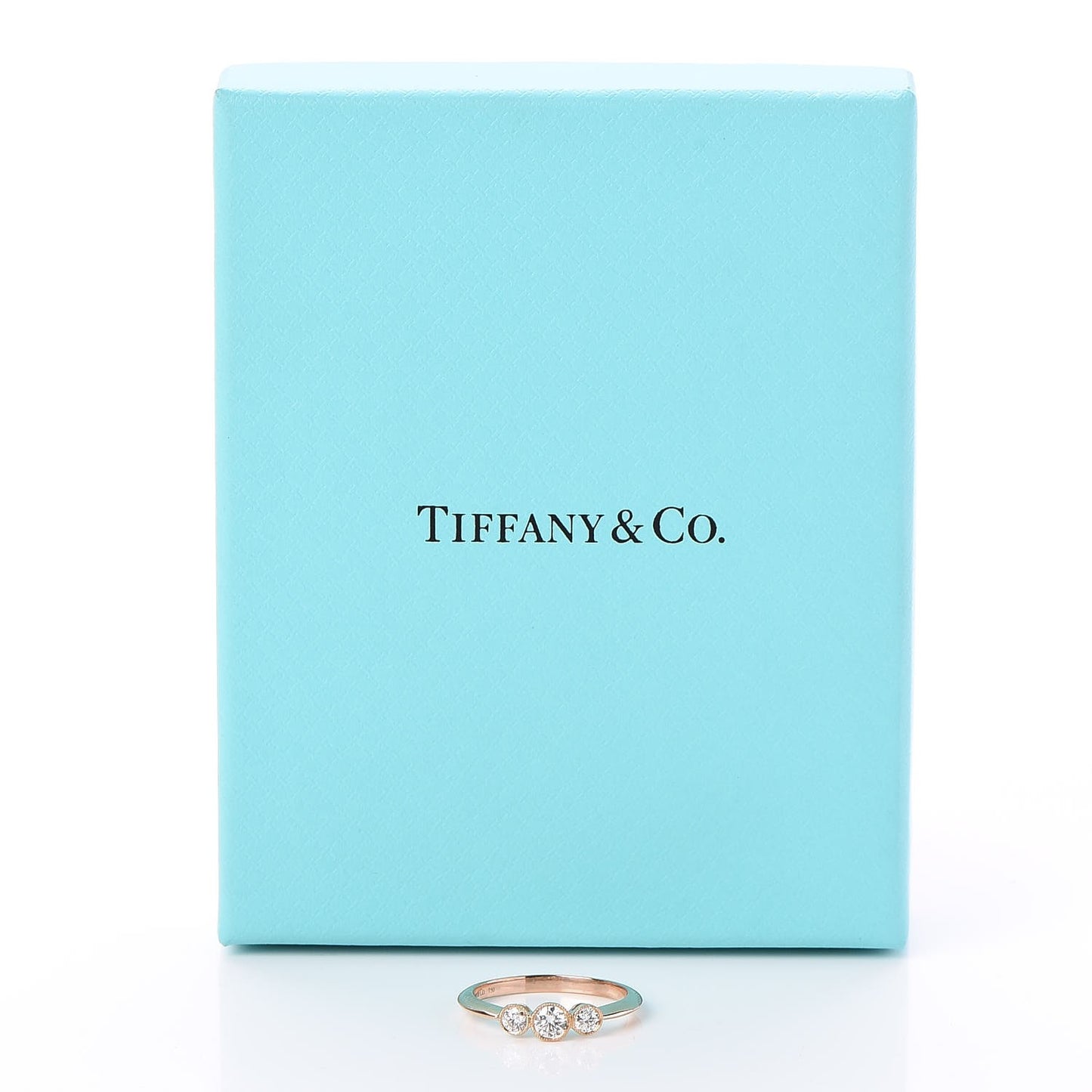 18K Rose Gold Diamond Three Stone Milgrain Ring 52 6
