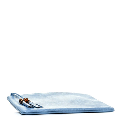Gucci Pebbled Calfskin Large Bamboo Clutch Mineral Blue 3 of 4