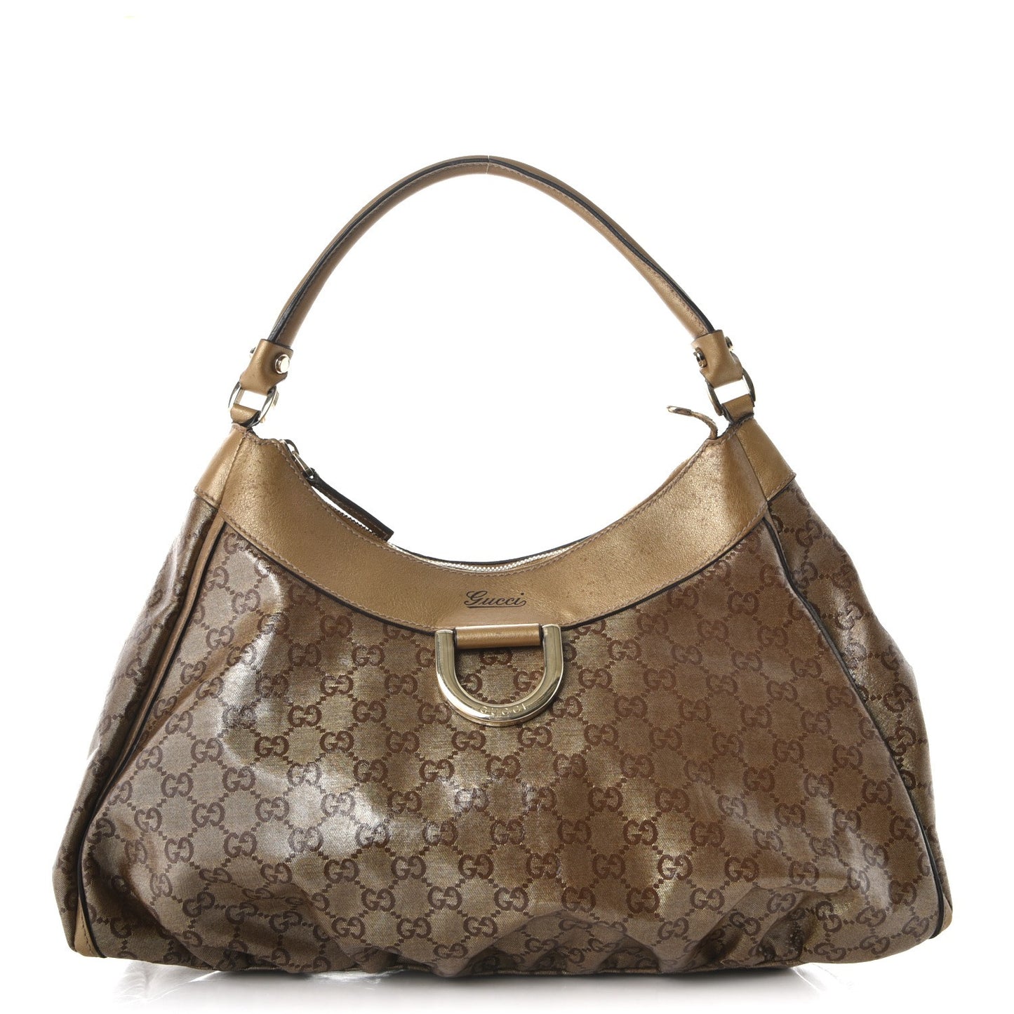 Crystal Monogram Large D Gold Hobo Gold